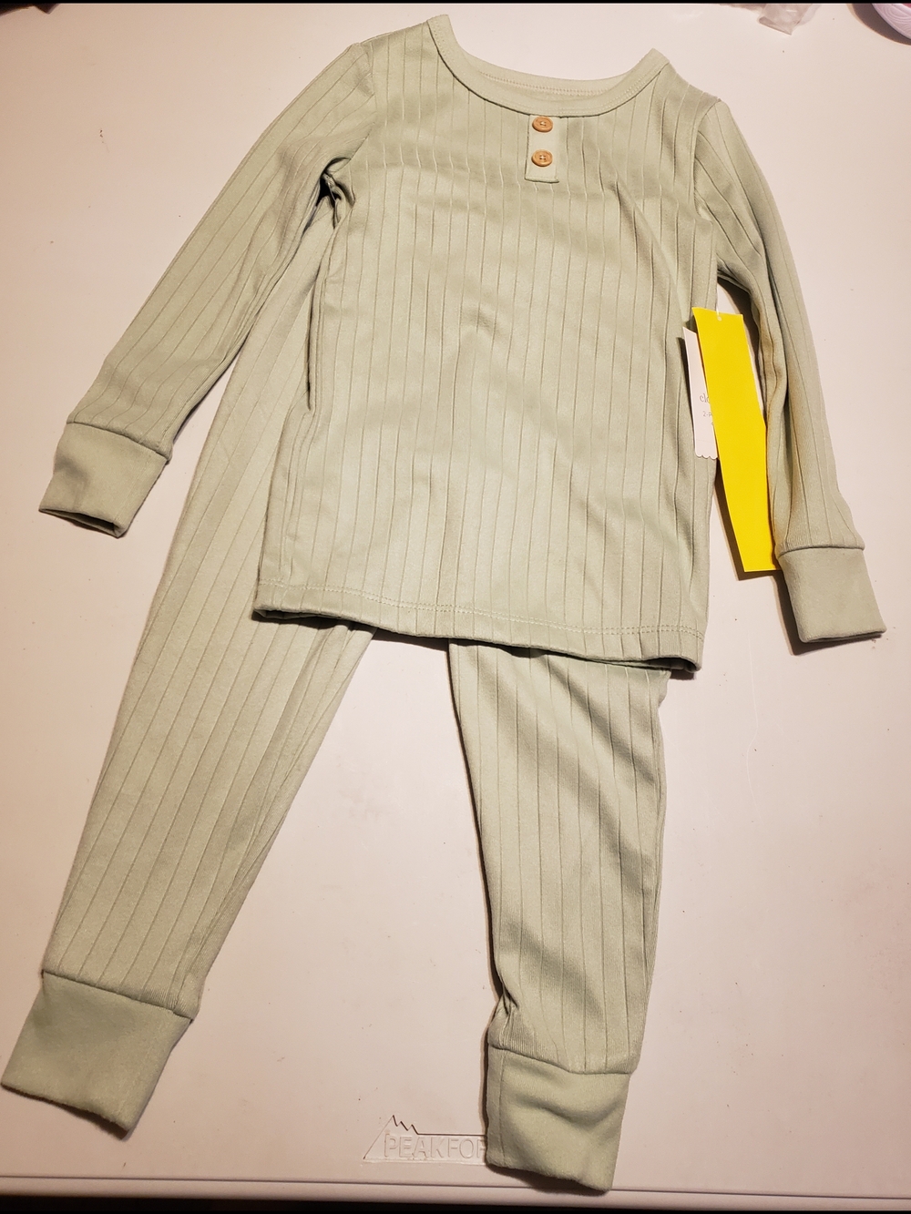 cloud island Light Sage Ribbed Two-Piece Pajama Set